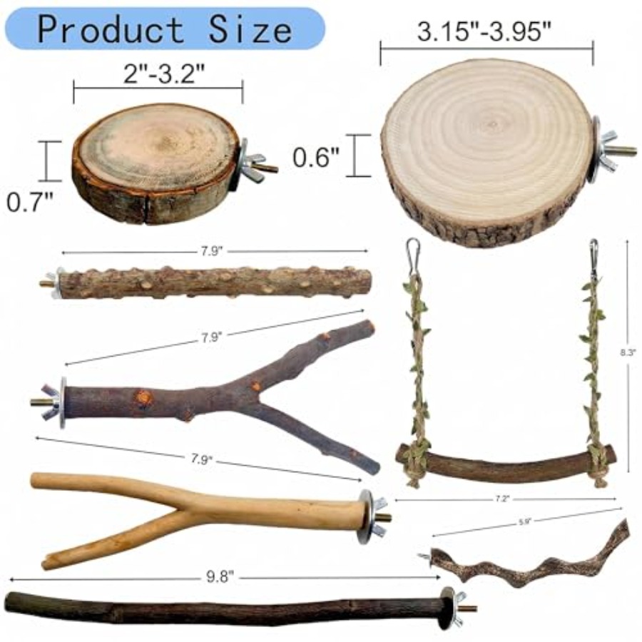8PCS natural wood bird perches - Health & Wellness Fairs review and price