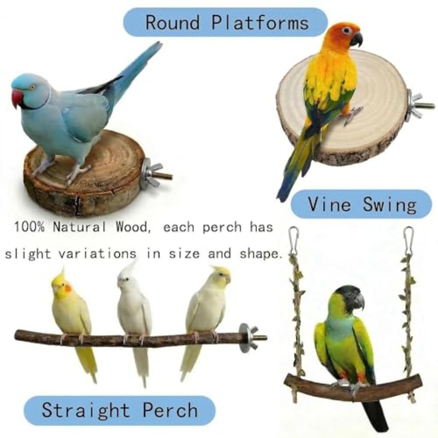 8PCS natural wood bird perches - Health & Wellness Fairs review and price